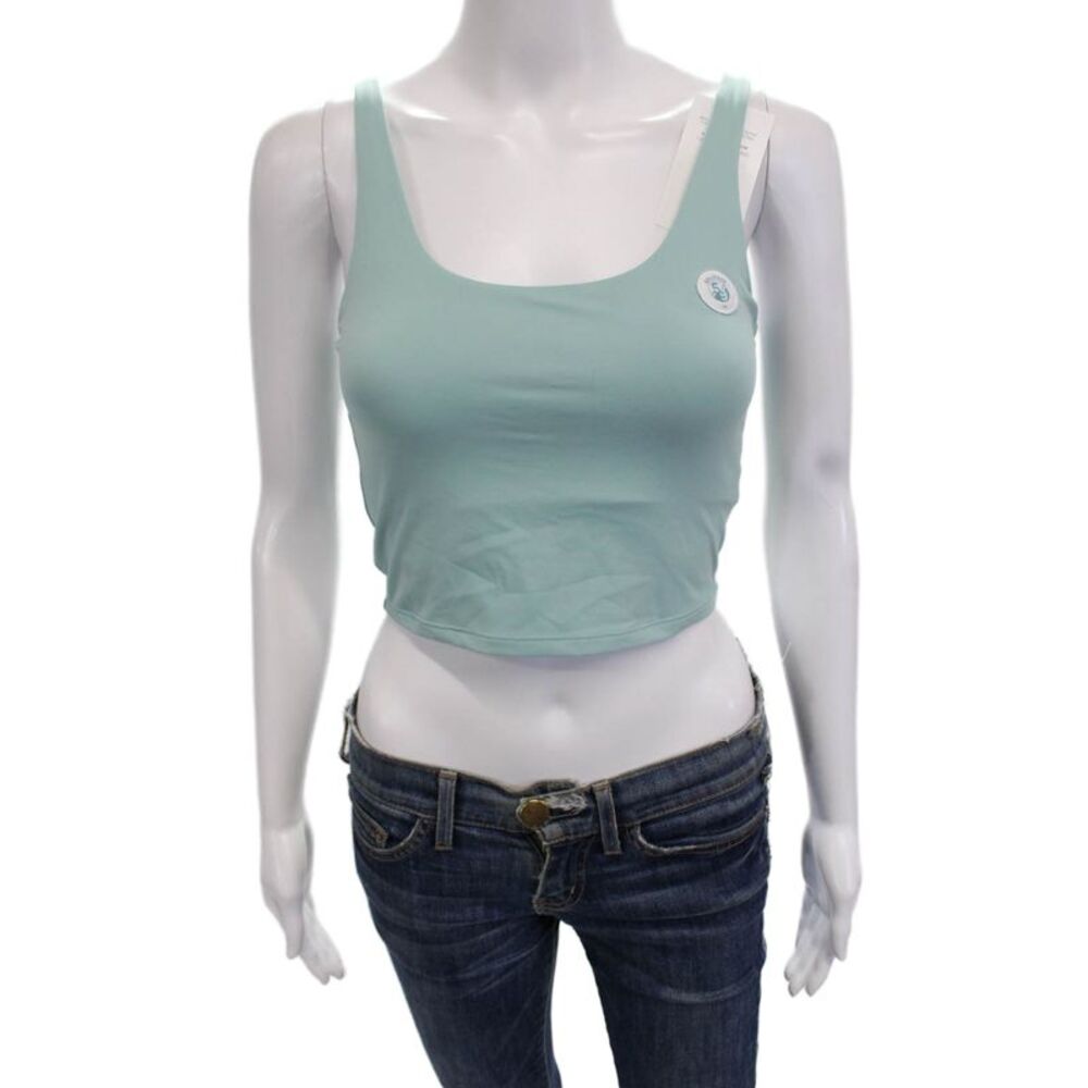 Splits 59 Women Cropped Basic Light Blue Square Neck Tank Size XS